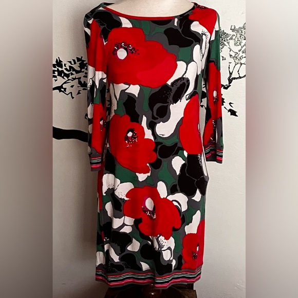 Trina Turk Form Fitting Flirty Floral Poppy Dress Size 2 - Picture 1 of 9